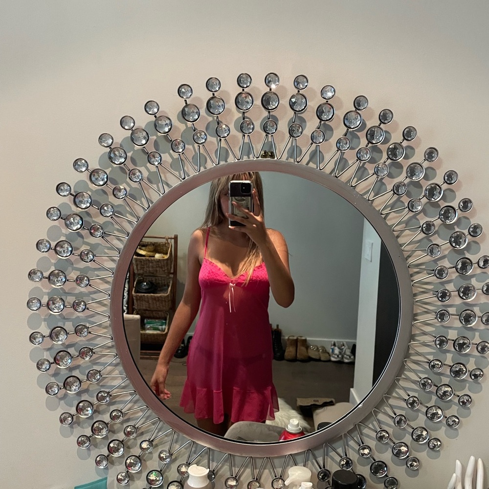 sexy hot pink mesh vintage lingerie slip dress from Victoria Secret